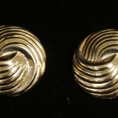 1198	PAIR OF 14KT YELLOW GOLD BUTTON STYLE EARRINGS, CLIP BACK, 2.70 DWTS
