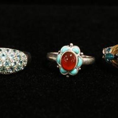 1223	5 STERLING SILVER RINGS, 0.778 OZT INCLUDING STONES
