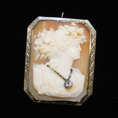 1275	14K GOLD CAMEO BROOCH/PIN, APPROXIMATELY 1 1/4 IN X 1 3/4 IN
