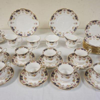 1160	STAFFORDSHIRE QUEENS GOLD RIMMED CHINA DINNERWARE, 42 PIECE
