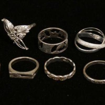1247	13 STERLING SILVER RINGS, 1.273 OZT

