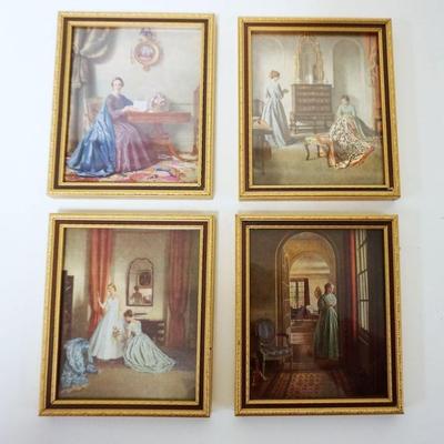 1027	LOT OF 4 FRAMED MINIATURE PRINTS BY C TAYLOR, APPROXIMATELY 4 1/2 IN X 5 1/2 IN
