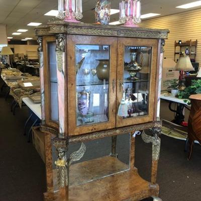 Very NIce Antique Marble Gilt French Glass China Cabinets