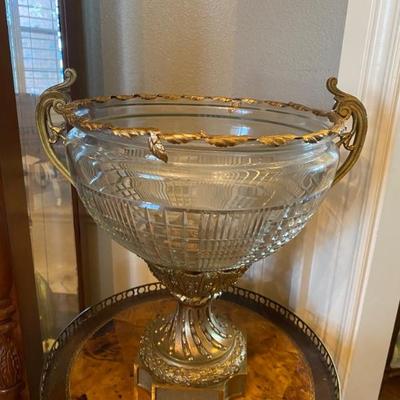 ORNATE ANTIQUE GLASS & GILT PUNCH BOWL BOWL