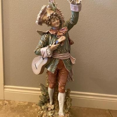 32" ANTIQUE FRENCH STATUE OF MUSICIAN