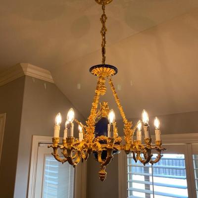 BEAUTIFUL FRENCH COBALT & GILT CHANDELIER