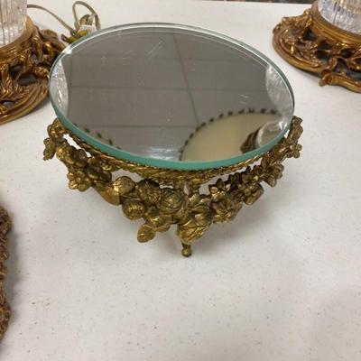 VERY NICE GILT ANTIQUE DRESSER MIRROR TRAY