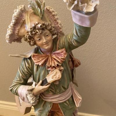 32" ANTIQUE FRENCH STATUE OF MUSICIAN