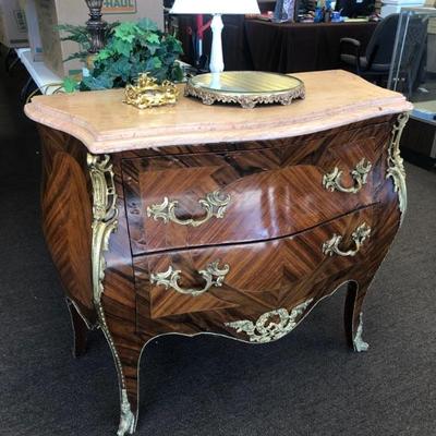 Extremely Nice French Antique Gilt Marble Top Dresser
