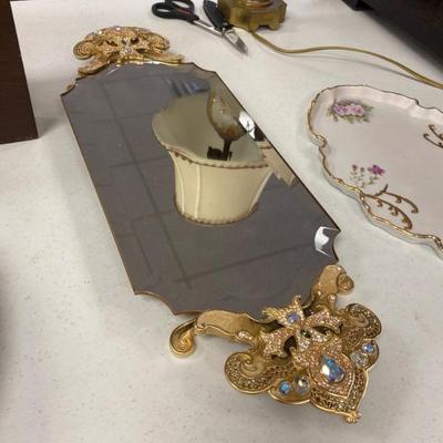 Extremely Nice Jeweled Gilt European Dresser Tray