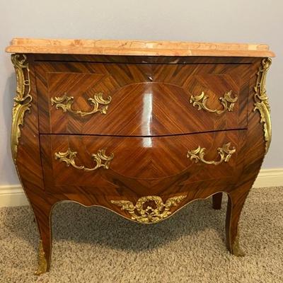 EXTREMELY NICE MARBLE TOP ANTIQUE GILT FRENCH VICTORIAN DRESSER