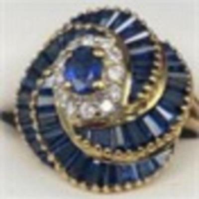 18K NATURAL BLUE SAPPHIRE TCW 3.0 W/ 12 DIAMONDS