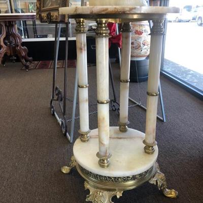 Beautiful Gilt And Marble Antique Plant Stand