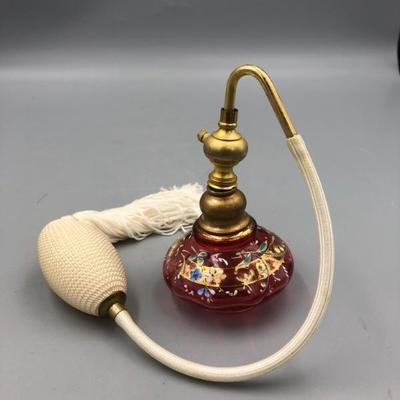 Very Nice Antique Ruby painted perfume bottle