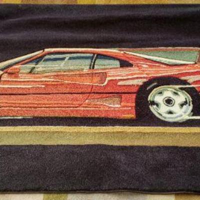 Custom designed Ferrari rug / wall hanging. (4 1/2 foot x 9 foot)
