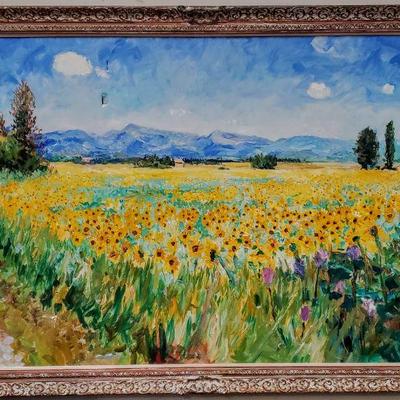 Original large oil painting on canvas by listed artist 