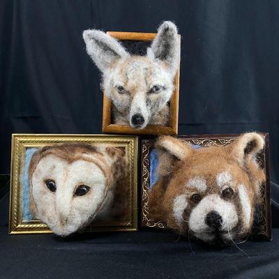 Animal Needle felt Portraits by Diane Del Duca from Alpaca Wool- Artist Signed