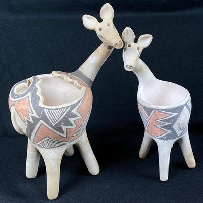 Award Winning Laguna Potter Michael Kanteena- Set of Two Ceramic Deer Fetishes