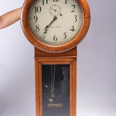 WAC045 Antique Seth Thomas Double Dial Calendar Wall Clock 
