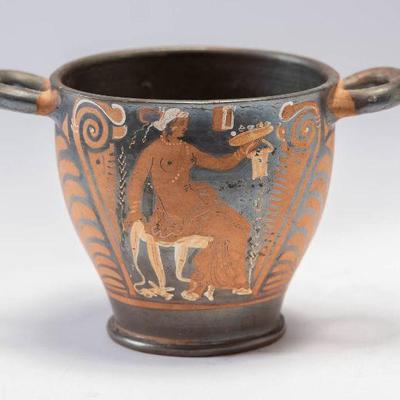 WAC059 Antique Skyphos Pottery Kantharos Drinking/Ritual Cup 