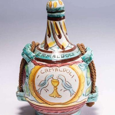 WAC034 Vintage Italian Camaldoli Glazed Ceramic Wine Decanter 