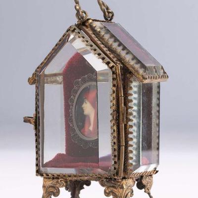 WAC011 Delicate Antique French Glass Art Nouveau Display Trinket Box - House 