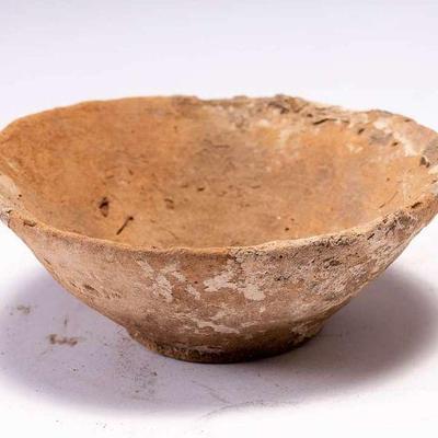 WAC053 Ancient Hand Made Bevel-Rimmed Pottery Bowl 