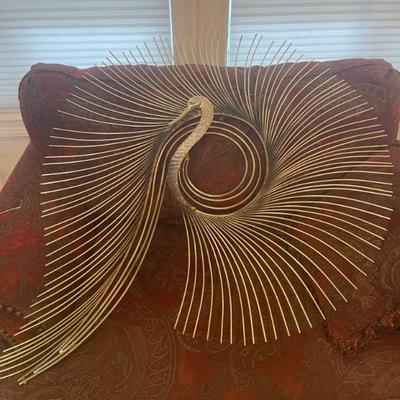 MCM Swan Peacock Wall Sculpture signed by Curtis Jere 1987
