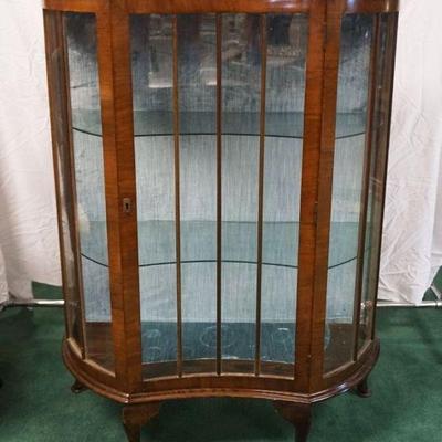 1022	DIMINUTIVE CRYSTAL/CURIO CABINET, HEAVILY CURVED SIDES & CONVEX DOOR, 2 GLASS SHELVES, APPROXIMATELY 35 IN X 13 1/2 IN X 48 IN HIGH
