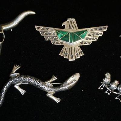 1103	5 STERLING SILVER BROOCHES/PINS, 1.656 OZT
