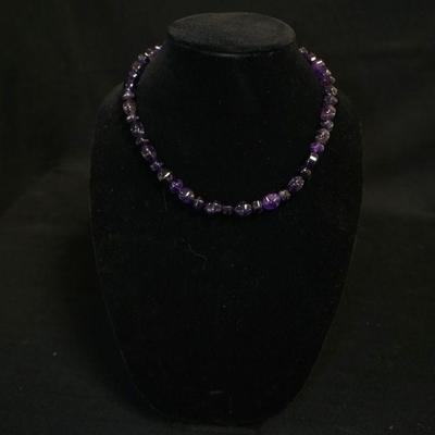 1142	JAY KING AMETHYST BEADED NECKLACE W/ STERLING SILVER CHAIN & CLASP. APP. 20 IN L INCUDING THE CHAIN
