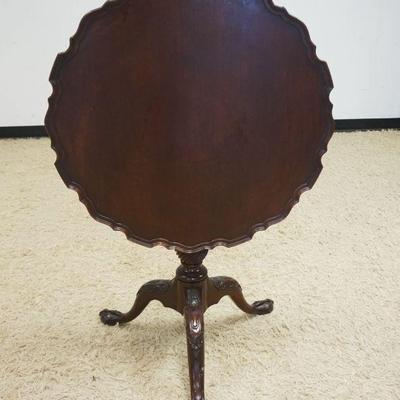 1007	MAHOGANY TILT TOP TABLE W/PIE CRUST EDGE MADE BY *MUSEUM REPRODUCTION AUTHORIZED BY EDISON INSTITUTES DEARBORN MI*, APPROXIMATELY 28...