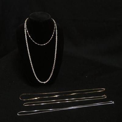 1089	5 STERLING SILVER NECKLACES, 1.890 OZT, LONGEST APPROXIMATELY 29 IN
