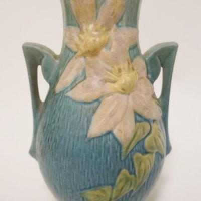1237	ROSEVILLE CLEMATIS DOUBLE HANDLED VASE, APPROXIMATELY 8 1/2 IN H
