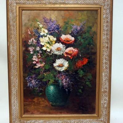 1283	OIL ON CANVAS STILL LIFE, APPROXIMATELY 27 IN X 29 IN OVERALL
