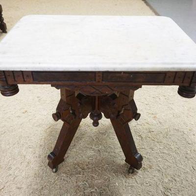 1049	EASTLAKE MARBLE TOP STAND, APPROXIMATELY 24 IN X 18 IN X 24 IN HIGH

