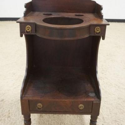 1191	ANTIQUE MAHOGANY COUNTRY 3 DRAWER WATER BOWL AND PITCHER STAND, APPROXIMATELY 17 IN X 20 IN X 35 IN
