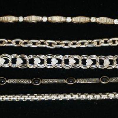 1135	5 STERLING SILVER BRACELETS, 2.916 OZT OVERALL, LONGEST APPROXIMATELY 9 IN

