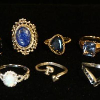 1108	10 STERLING SILVER RINGS, 1.675 OZT INCLUDING STONES
