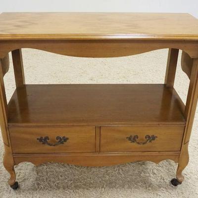 1197	FRENCH PROVINCIAL PECAN WOOD ROLLING CART WITH 1 DRAWER AND DROP SIDES, APPROXIMATELY 40 IN X 18 IN X 34 IN H
