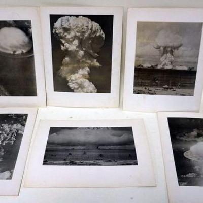 1285	GROUP OF 6 VINTAGE PHOTOS, MUSHROOM CLOUDS, POSSIBLY ATOM BOMB DETONATION, EACH APPROXIMATELY 9 IN X 12 IN OVERALL
