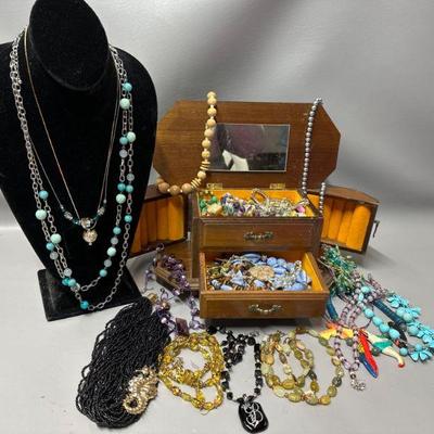 Jewelry Box with Assorted Costume Jewelry STAND NOT INCLUDED