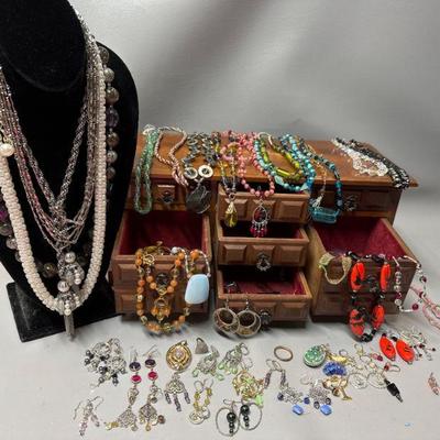 Jewelry Box with Assorted Costume Jewelry STAND NOT INCLUDED