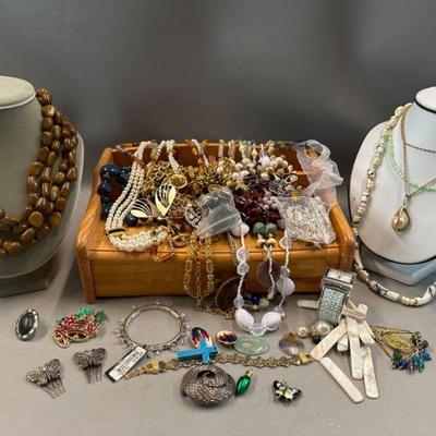 Jewelry Box with Assorted Costume Jewelry