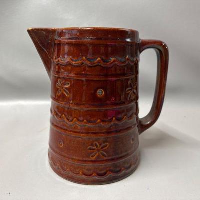Mar-Crest Stoneware Daisy and Dot Pitcher Small chip on Spout