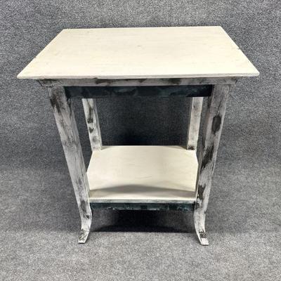 White Handpainted Side Table 20â€™â€™x15â€™â€™x20.5â€™â€™
