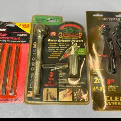Scroll Saw Blad Assortment, Gator Grip Universal Socket, Craftsman Clench Wrench