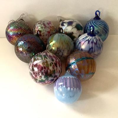 Part collection of Mt. St. Helens blown glass ornaments