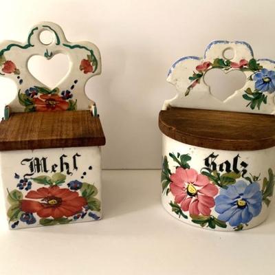 Antique kitchen ceramic spice containers