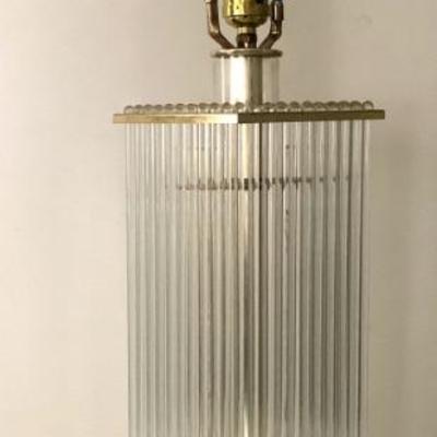 Mid-century Gaetano Sciolari/ Lightolier brass and glass rod table lamp